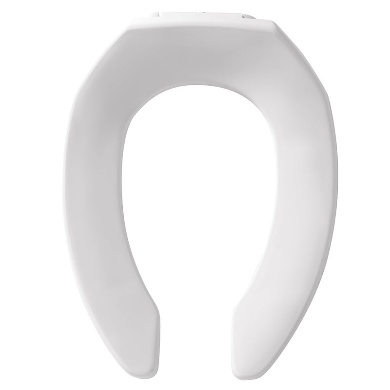 BEMIS 1955CT Commercial Open Front Plastic Toilet Seat, Heavy Duty Industrial Seat without Lid, Secure Installation for Long Lasting Use, Made in USA, Elongated, White - Image 1